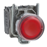 Pulsador Cuerpo Metálico Luminoso Rasante con LED (Incluido), <250 VAC, Rojo