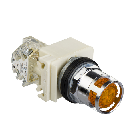 Pulsador Luminoso Saliente Incluye LED, 110 VAC/DC Amarillo NA+NC