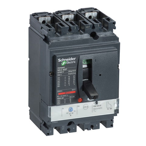 Interruptor Automático Regulable Compact NSX160H / TM160D, 112-160 A, 3P