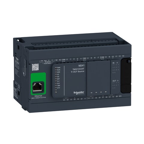 Controlador Lógico Modicon M241, 240 VDC, 14 PNP/NPN, 24 VDC, 10 PNP, Ethernet + 2 Serie