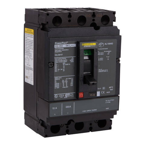 Interruptor Automático PowerPact Termomagnético, 3P, Frame H, 125A, 65kA/480 VAC