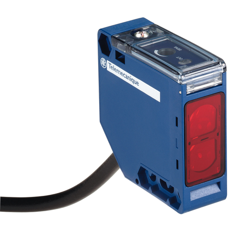 Detector Fotoeléctrico, Compacto 50x50 mm, Plástico, Difuso 0.8 Sn(m), Relé, 5 Hilos, 24-240 VDC/VAC
