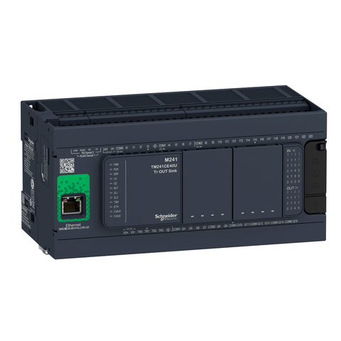 Controlador Lógico Modicon M241, 100 a 240 VAC, 24 PNP/NPN, 24VDC, 4PNP + 12Relay, Ethernet + 2Serie