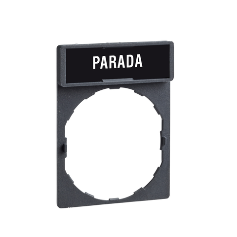 Portaetiqueta (30 x 40 mm) y Etiqueta ("Parada" 8 x 27 mm), Asociar con XB4, XB5, XB7, XAL